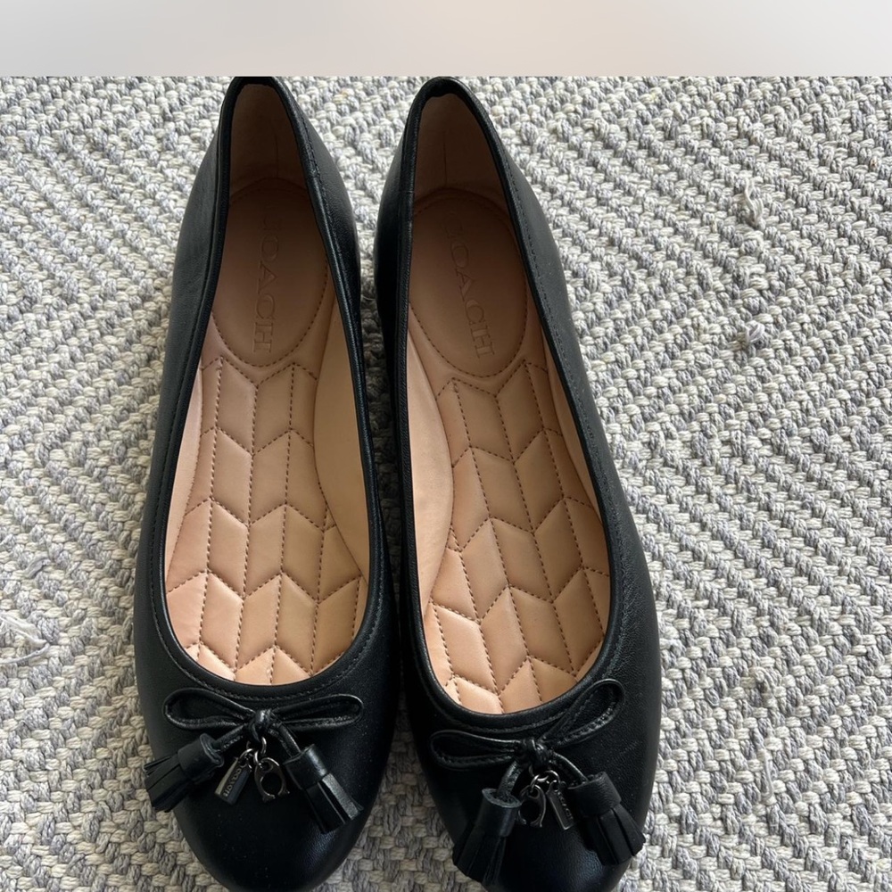 Coach Black Flats with Bow Detail